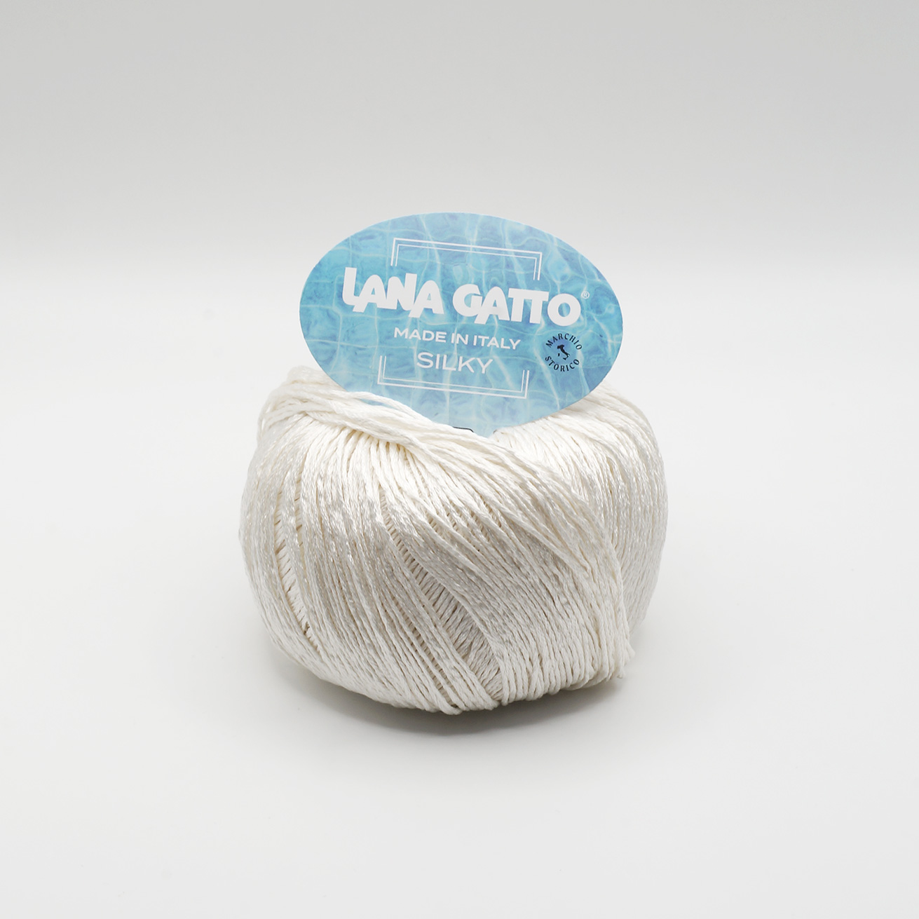 Lana Gatto Silky yarn ball in Bianco (white), Made in Italy