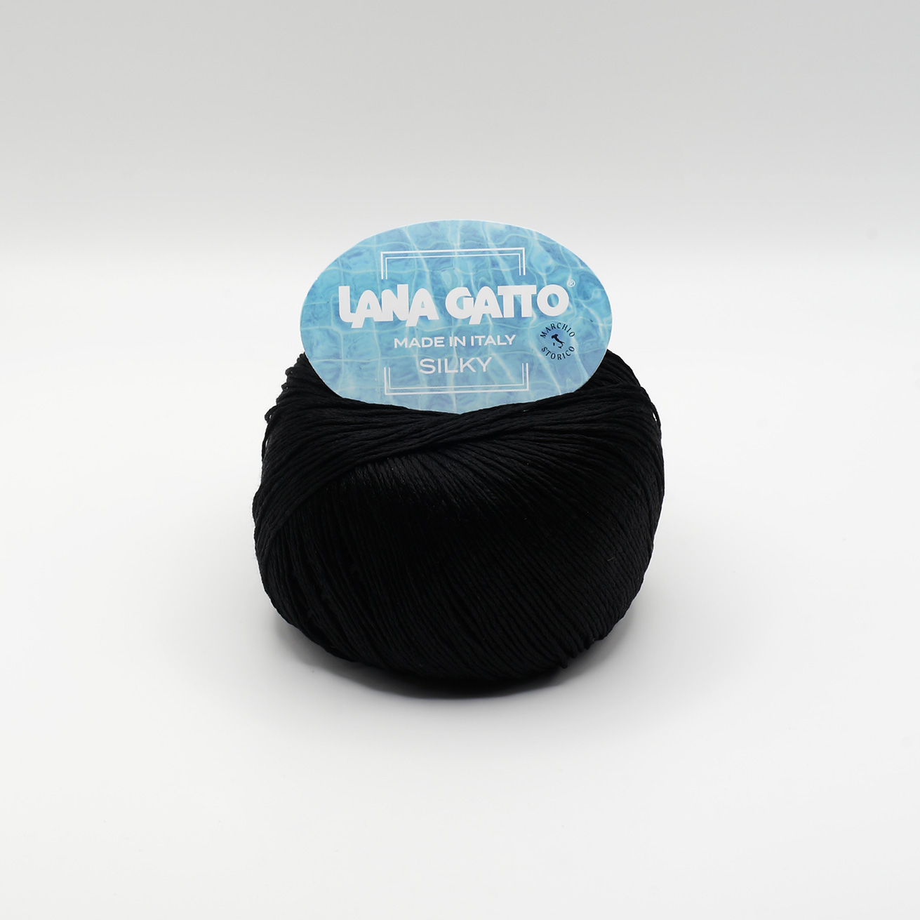 Lana Gatto Silky yarn ball in Nero (black), Made in Italy
