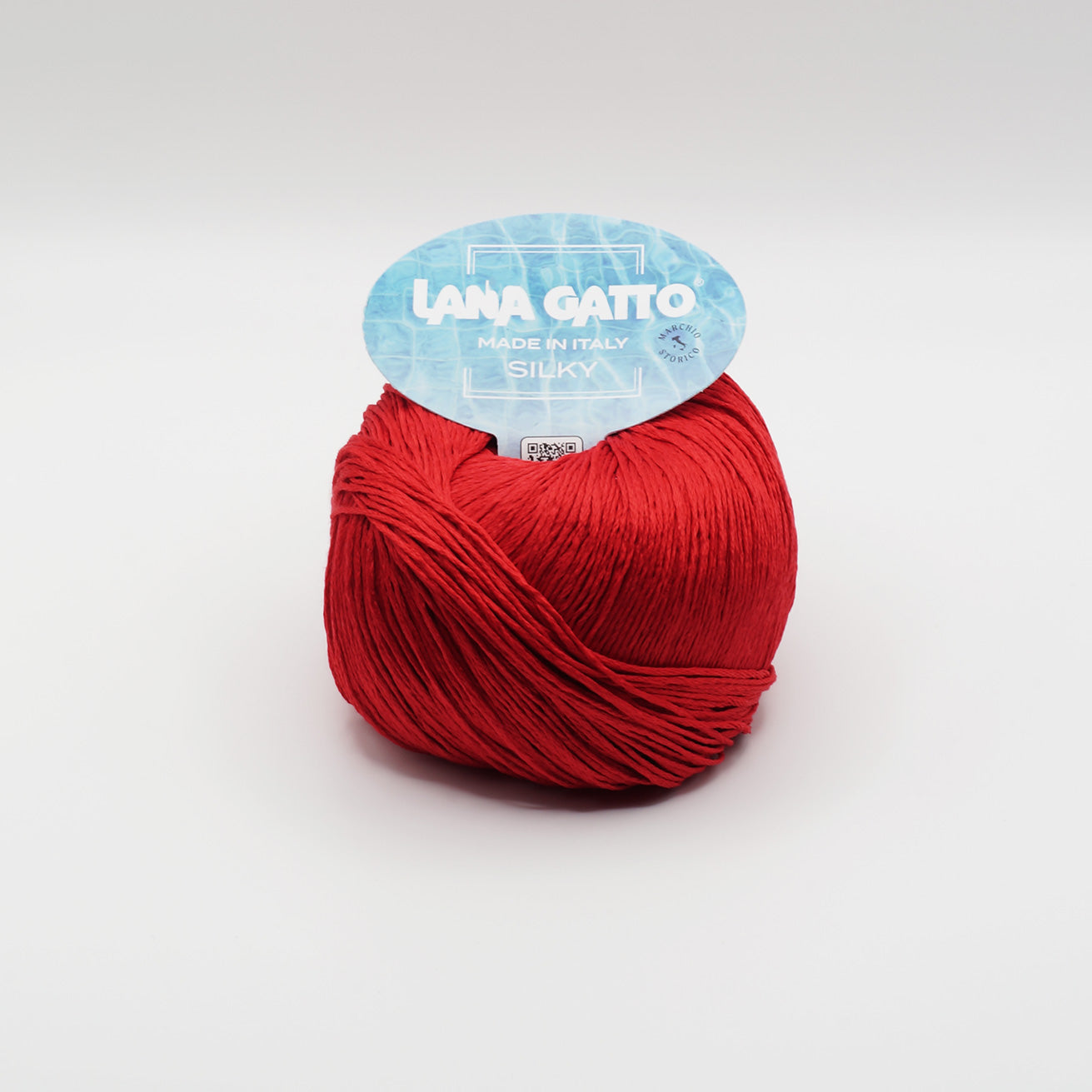 Lana Gatto Silky yarn ball in Rosso Cadmio (cadmium red), Made in Italy
